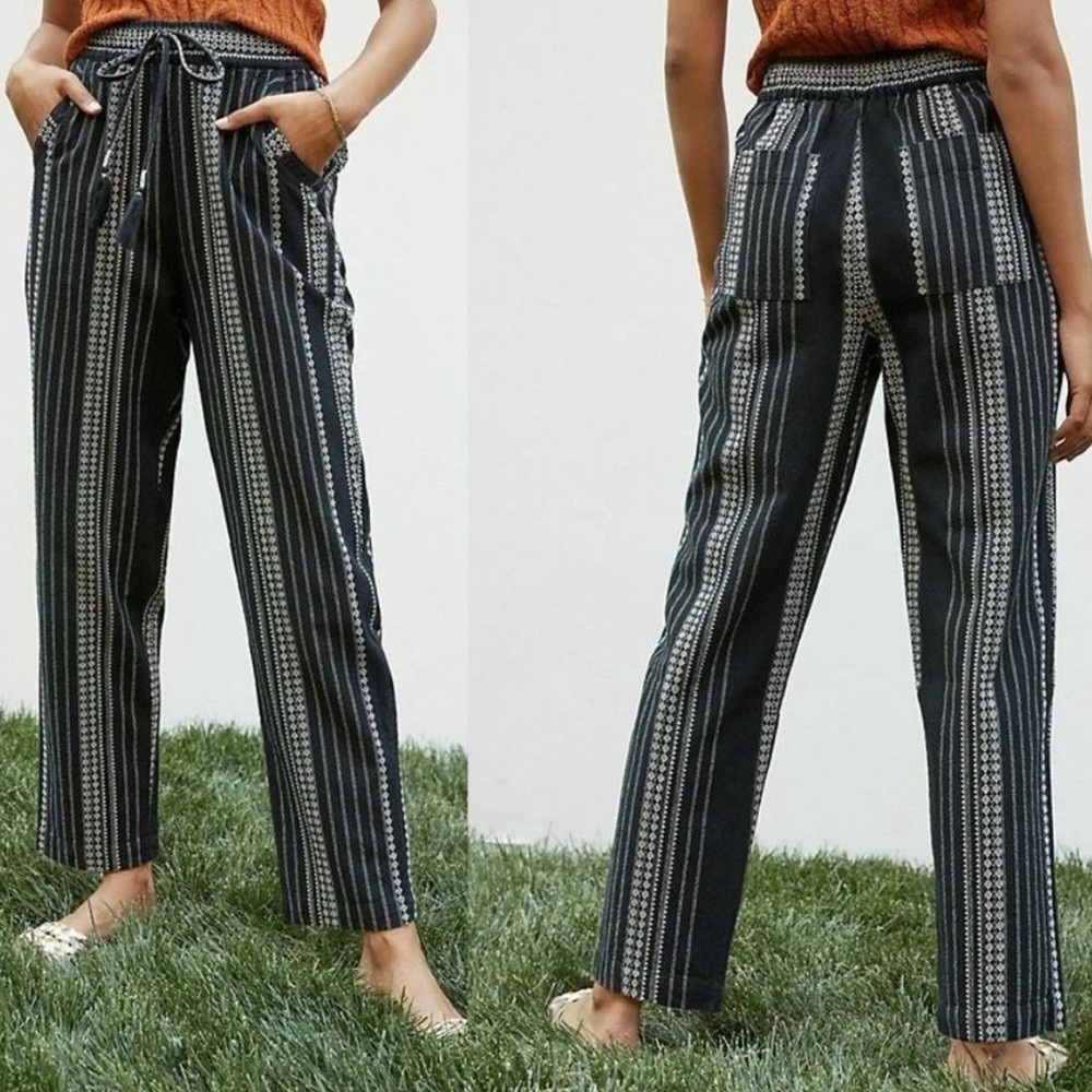 Anthropologie Essential Beach Pants Striped Black & white Women's small s